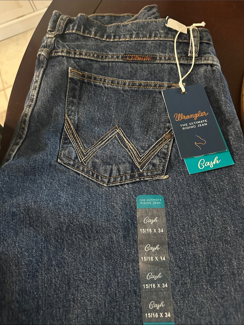 Wrangler Cash Dark Indigo Blue Riding Jeans